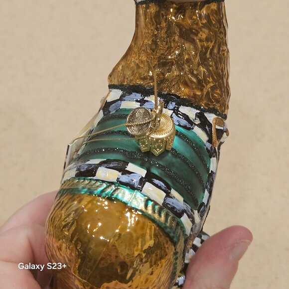 MACKENZIE CHILDS SANTA REINDEER COURTLY CHECK CHRISTMAS HOLIDAY GLASS ORNAMENT - Picture 9 of 13